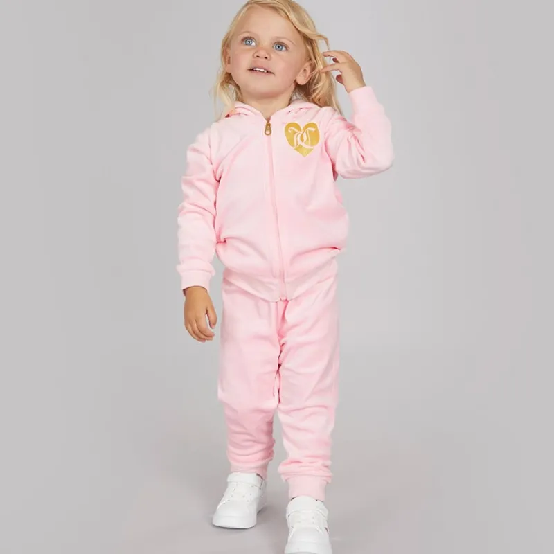 Juicy Couture Baby Piger Velour Hjerte Logo Træningsdragt Mandelblomst Lyserød