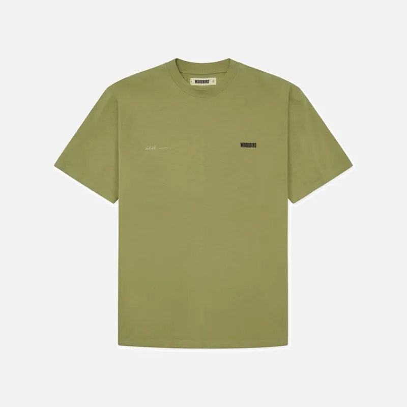 Clearance Woodbird Baine 8410 T shirt Sage Green Salvie Grøn