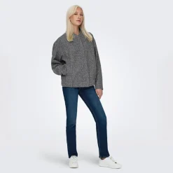 Outlet Only Bomberjakke i Boucle til kvinder Mørkegrå Melange