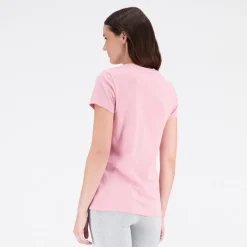 New New Balance Dame Basis Stacked Logo T-shirt Hazy Rose Lyserød