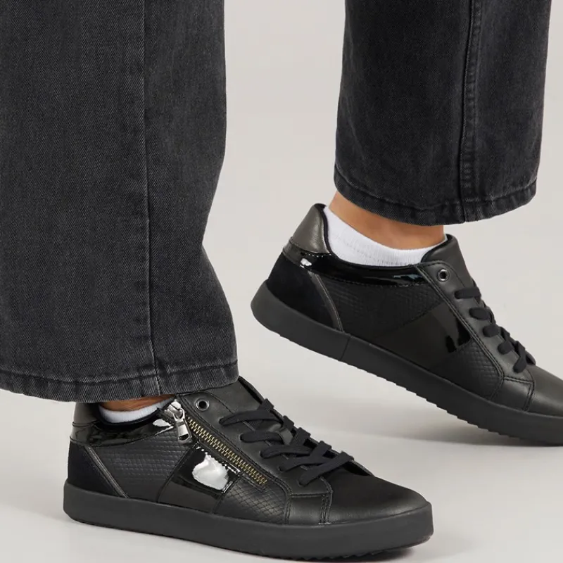 GEOX Dame Blomie Zip Sneakers Sort