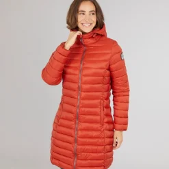 Trespass Dame Briarlea Polstret Hætte Mellemlang Frakke Burnt Orange Mørk orange