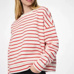 New Pieces Dame Chili Striped Sweatshirts beige