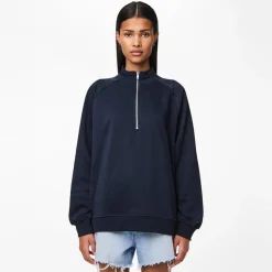 Online Pieces Dame Chilli Halv lynlås sweatshirt Sky Captain