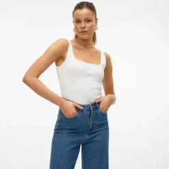 Online Vero Moda Dame Chloe Firkantet Hals Top Sne Hvid