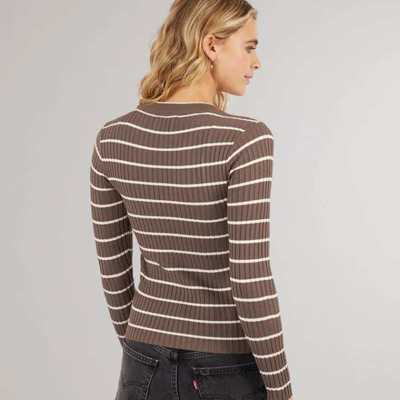 Pieces Dame Crista O Hals Strikket Sweater Morel Brun