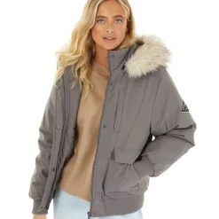 Best Closure London Dame Cropped Fur Parka Grå Grå