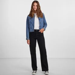 Sale Pieces Dame denim jakke Medium Blue Denim
