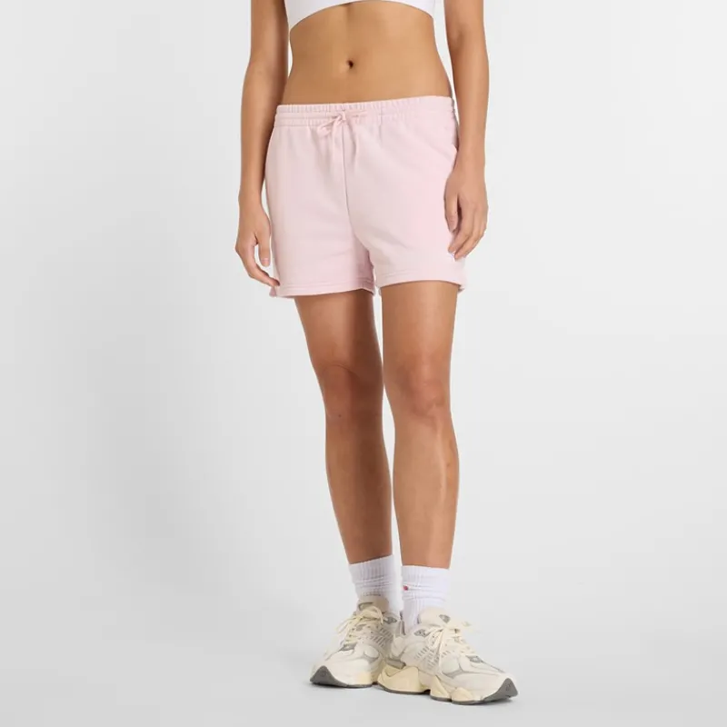Outlet New Balance Dame Essentials Fransk Terry Shorts Rose Sugar