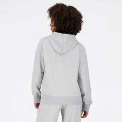 Hot New Balance Dame Essentials Stacked Logo French Terry Hættetrøje Athletic Grå