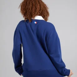Discount adidas Dame FFC Frankrig Rugby Langærmet Sweatshirt Dark Blue/​Hvid