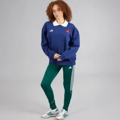 Discount adidas Dame FFC Frankrig Rugby Langærmet Sweatshirt Dark Blue/​Hvid