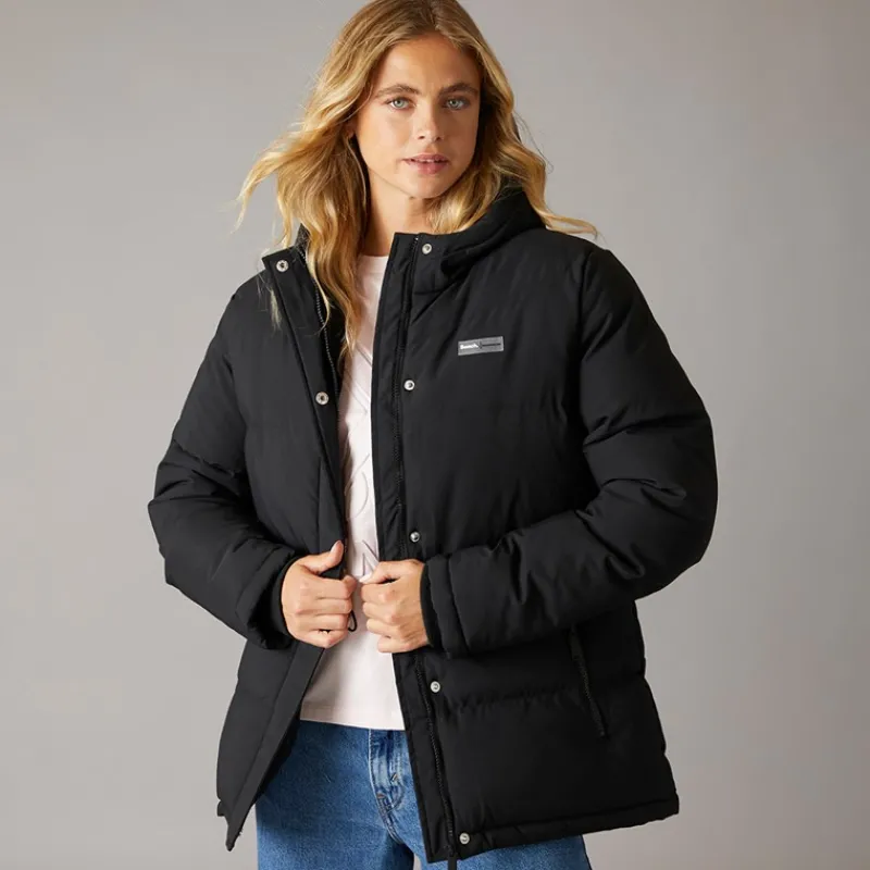 Clearance Bench Dame Fina Mellem Lang Puffer Jakke Sort