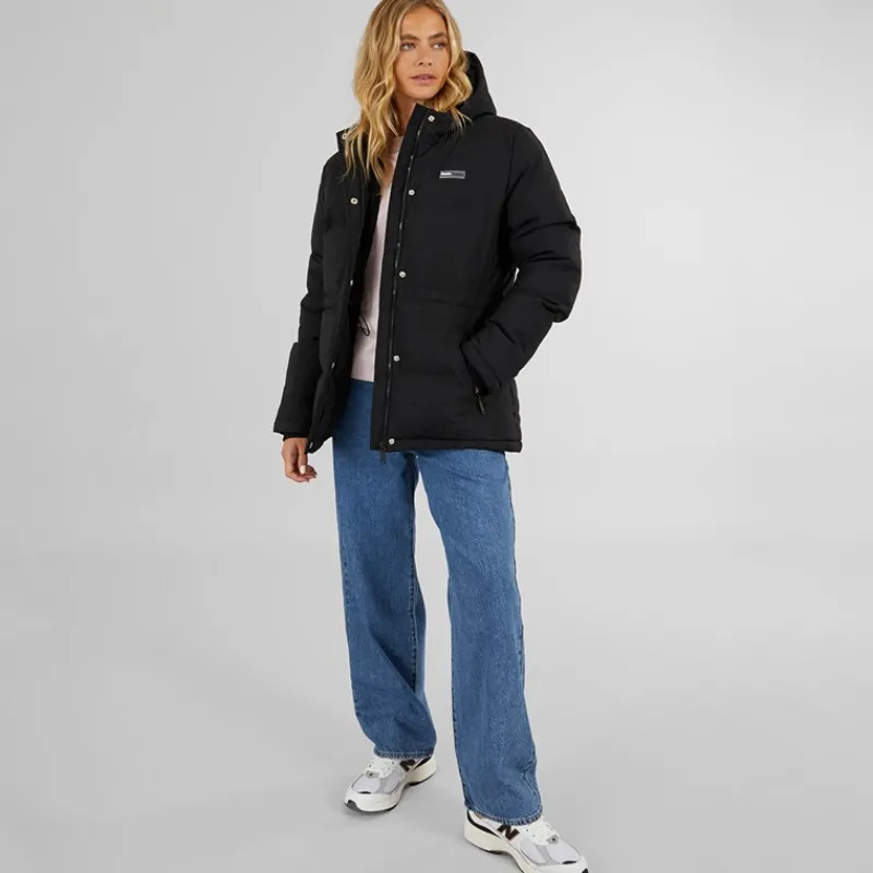 Clearance Bench Dame Fina Mellem Lang Puffer Jakke Sort