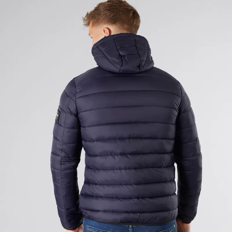 Online Crosshatch Dame Gattering Puffer Jakke Midnat Marineblå