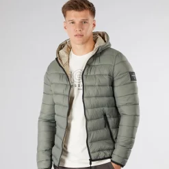 New Crosshatch Dame Gennemkørt Puffer Jakke Salvie Salvie Grøn