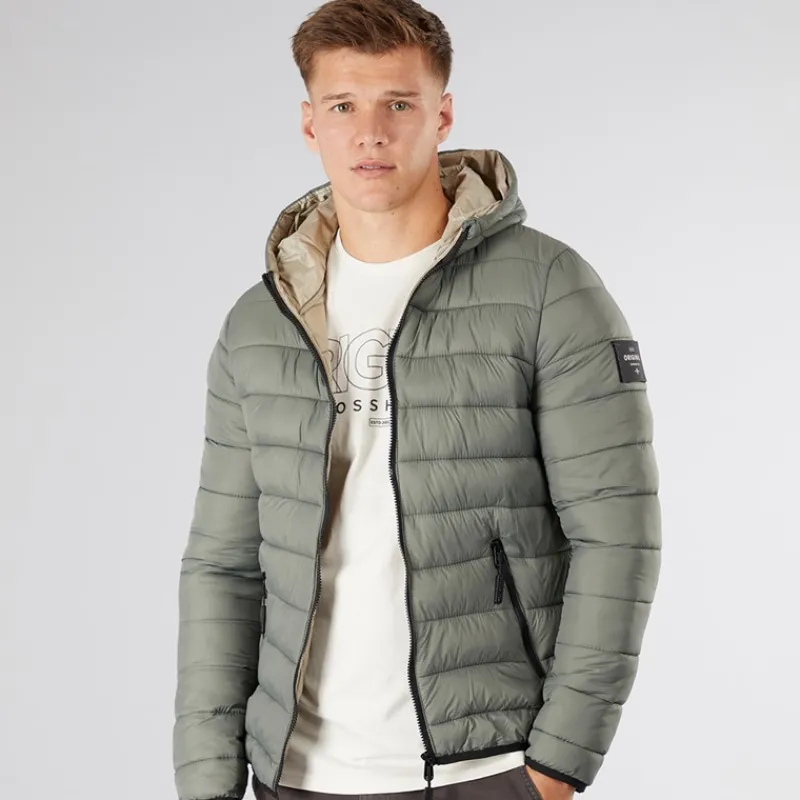 New Crosshatch Dame Gennemkørt Puffer Jakke Salvie Salvie Grøn