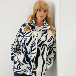 Sale Bench Dame Gorla Borg Fleece Vinter /​Navy Hvirvel Hvid