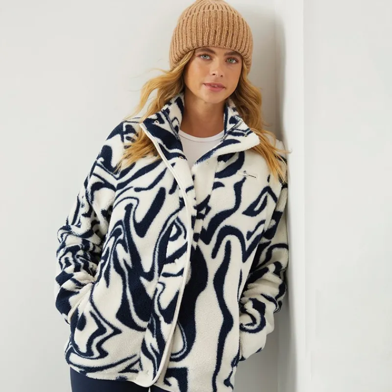 Sale Bench Dame Gorla Borg Fleece Vinter /Navy Hvirvel Hvid