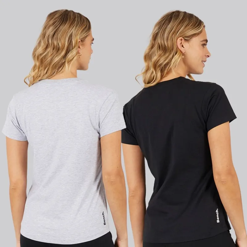 Outlet Bench Dame Grammen T-shirts To-pak /Grå Melange Sort