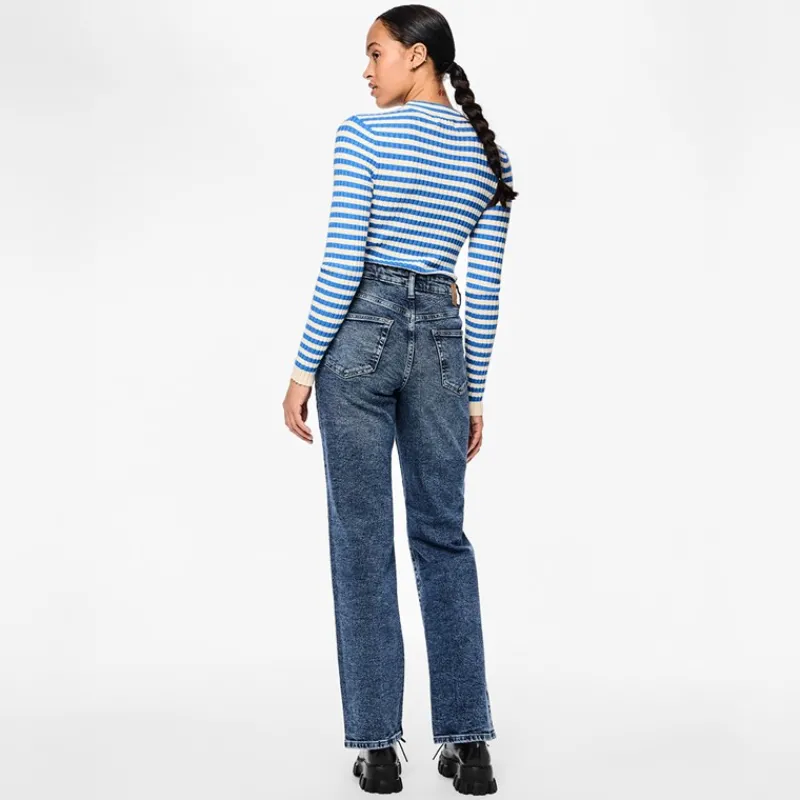 Online Pieces Dame Kelly Lige Ben Jeans Medium Blue Denim