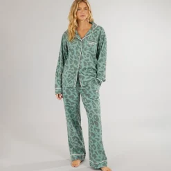 New Bench Dame Korda Pyjamas Mørk Salvie Leopard