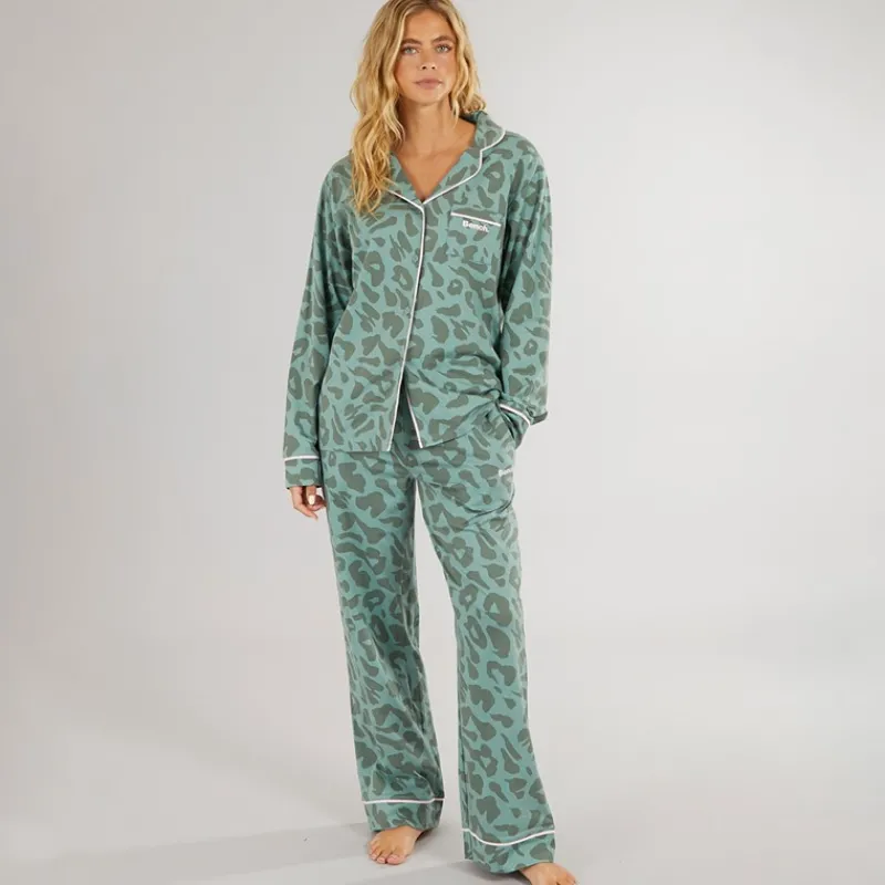 New Bench Dame Korda Pyjamas Mørk Salvie Leopard