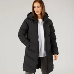Outlet Closure London Dame Lang Foret Jakke Med Slids Sort