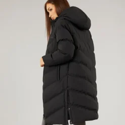 Outlet Closure London Dame Lang Foret Jakke Med Slids Sort