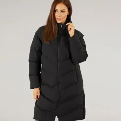 Outlet Closure London Dame Lang Foret Jakke Med Slids Sort