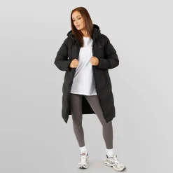 Outlet Closure London Dame Lang Foret Jakke Med Slids Sort
