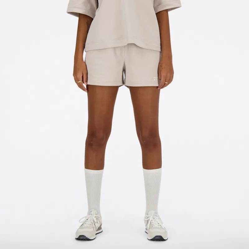 Clearance New Balance Dame Linear Heritage Fransk Terry Shorts Moonrock