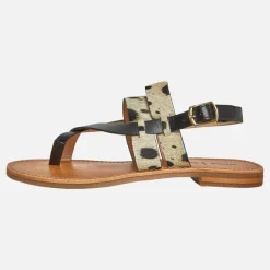 Online GEOX Dame Maddalusia Flade Sandaler Sort /​ Hvid Flerfarvet