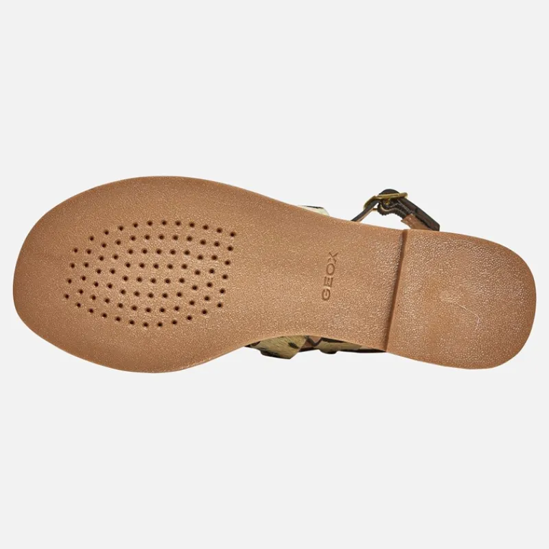 Online GEOX Dame Maddalusia Flade Sandaler Sort / Hvid Flerfarvet