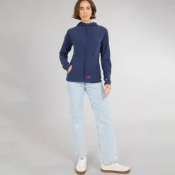 Sale Trespass Dame Marathon Fuld Zip Hætte Fleece Jakke Navy / Pink Marineblå