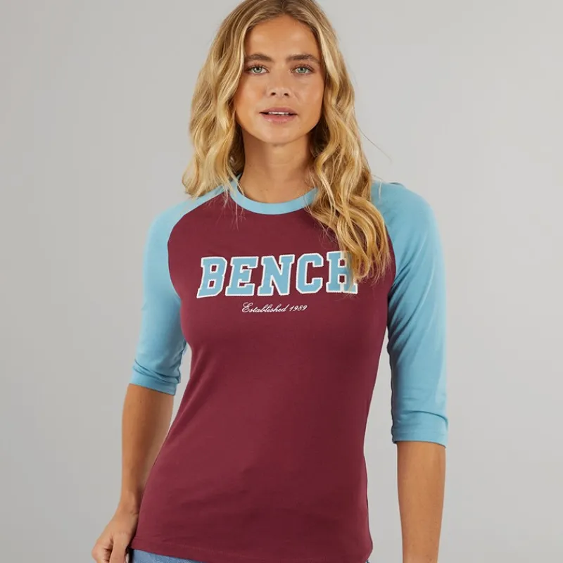 Best Bench Dame Morr 3 / 4 Ærme T - shirt Cordovan / Arctic Blå Bordeaux