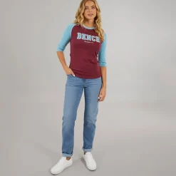 Best Bench Dame Morr 3 / 4 Ærme T - shirt Cordovan / Arctic Blå Bordeaux