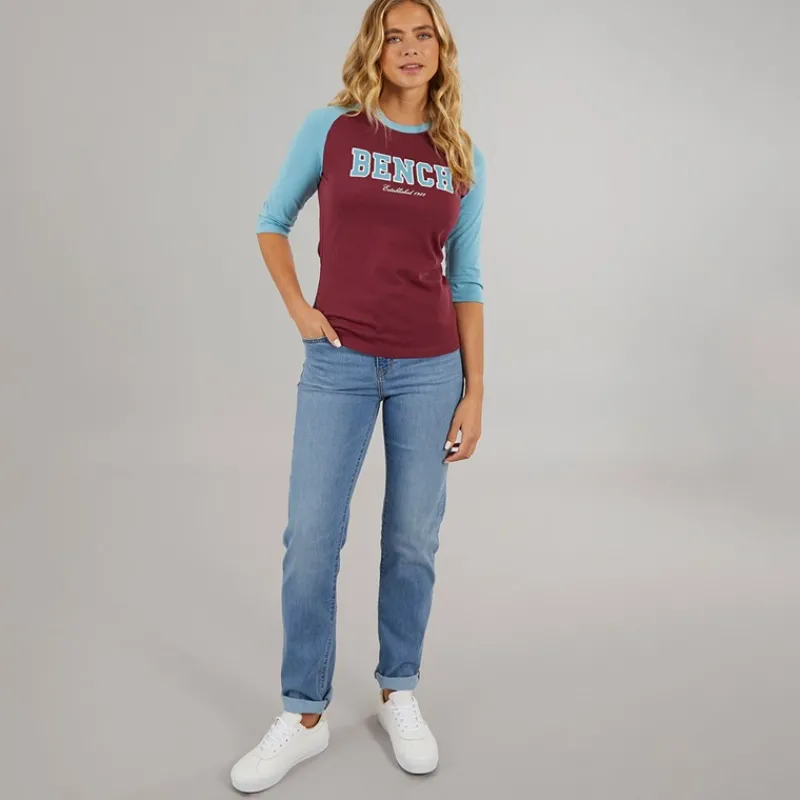 Best Bench Dame Morr 3 / 4 Ærme T - shirt Cordovan / Arctic Blå Bordeaux