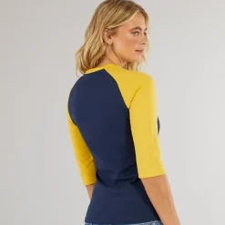 Online Bench Dame Morr 3/​4 Ærme T-shirt Navy /​ Sennep Marineblå