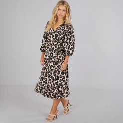 New Only Dame Olivia Slå-om Midi Kjole Cloud Dancer