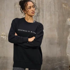 New Everlast Dame Oversized Crew Neck Sweatshirt Black Beauty Sort