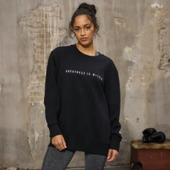 New Everlast Dame Oversized Crew Neck Sweatshirt Black Beauty Sort