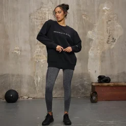New Everlast Dame Oversized Crew Neck Sweatshirt Black Beauty Sort