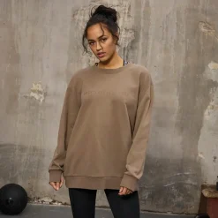 Everlast Dame Oversized Crew Neck Sweatshirt Fossil Brun