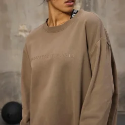 Everlast Dame Oversized Crew Neck Sweatshirt Fossil Brun