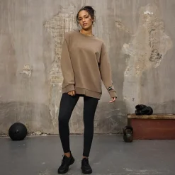 Everlast Dame Oversized Crew Neck Sweatshirt Fossil Brun