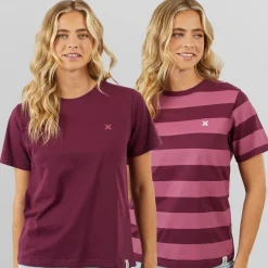 Best Lagooners Dame Oxbow 2 Pak T-shirts Blomme/​Rosebud Bordeaux
