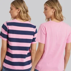 Outlet Lagooners Dame Oxbow To-pak T-shirts Pink/​Navy Lyserød