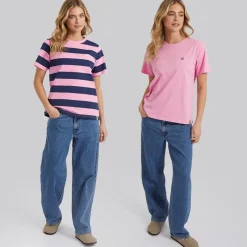 Outlet Lagooners Dame Oxbow To-pak T-shirts Pink/Navy Lyserød