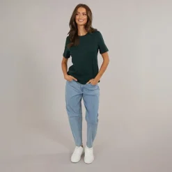 Clearance Vero Moda Dame Paulina Kort Ærme T-Shirt Pine Grove